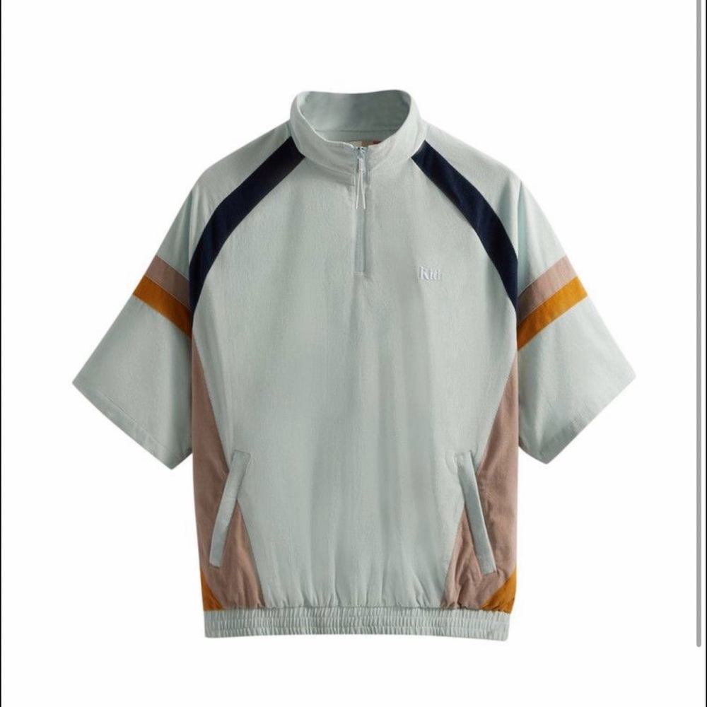 Kith Short Sleeve Pullover Zip Shirt in Light Mint, Navy, Mustard, and Tan